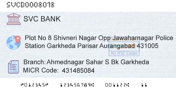 The Shamrao Vithal Cooperative Bank Ahmednagar Sahar S Bk GarkhedaBranch 