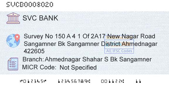 The Shamrao Vithal Cooperative Bank Ahmednagar Shahar S Bk SangamnerBranch 
