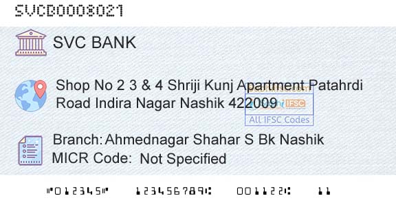 The Shamrao Vithal Cooperative Bank Ahmednagar Shahar S Bk NashikBranch 