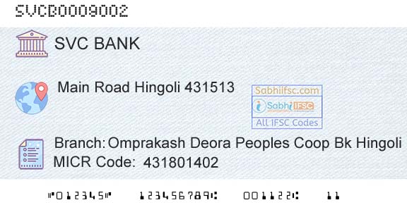 The Shamrao Vithal Cooperative Bank Omprakash Deora Peoples Coop Bk Hingoli HingoliBranch 
