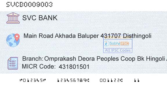 The Shamrao Vithal Cooperative Bank Omprakash Deora Peoples Coop Bk Hingoli AkhadabalaBranch 