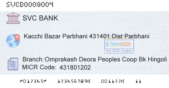 The Shamrao Vithal Cooperative Bank Omprakash Deora Peoples Coop Bk Hingoli ParbhaniBranch 