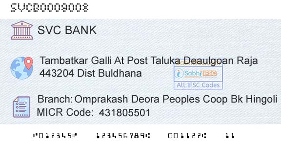 The Shamrao Vithal Cooperative Bank Omprakash Deora Peoples Coop Bk Hingoli Deaulgoan Branch 