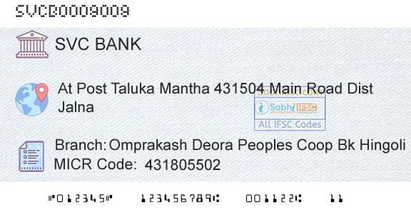 The Shamrao Vithal Cooperative Bank Omprakash Deora Peoples Coop Bk Hingoli ManthaBranch 