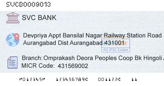The Shamrao Vithal Cooperative Bank Omprakash Deora Peoples Coop Bk Hingoli AurangabadBranch 