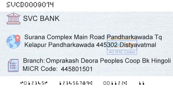 The Shamrao Vithal Cooperative Bank Omprakash Deora Peoples Coop Bk Hingoli PandharkawBranch 