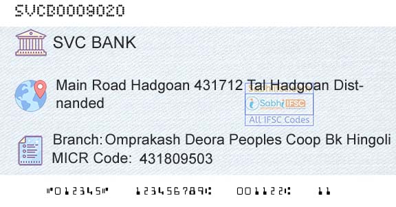 The Shamrao Vithal Cooperative Bank Omprakash Deora Peoples Coop Bk Hingoli HadgoanBranch 