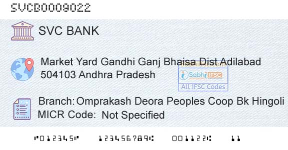 The Shamrao Vithal Cooperative Bank Omprakash Deora Peoples Coop Bk Hingoli BhaisaBranch 