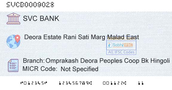 The Shamrao Vithal Cooperative Bank Omprakash Deora Peoples Coop Bk Hingoli Malad EastBranch 