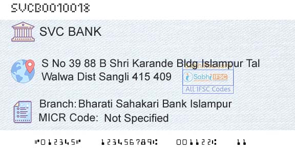The Shamrao Vithal Cooperative Bank Bharati Sahakari Bank IslampurBranch 