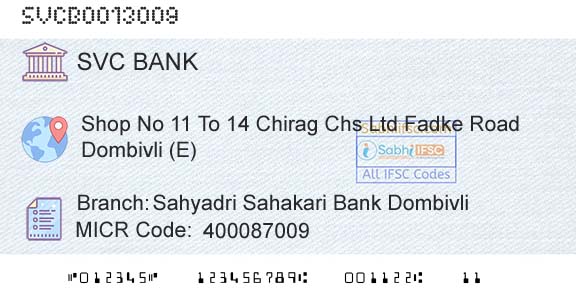 The Shamrao Vithal Cooperative Bank Sahyadri Sahakari Bank DombivliBranch 