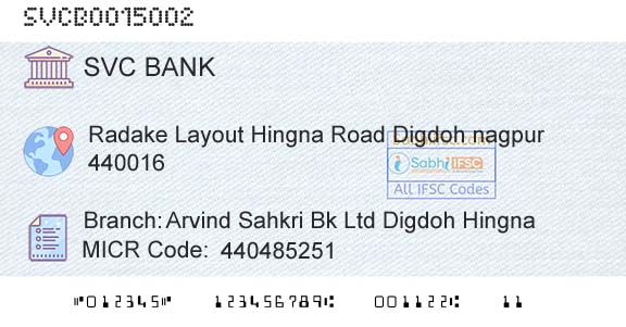 The Shamrao Vithal Cooperative Bank Arvind Sahkri Bk Ltd Digdoh HingnaBranch 