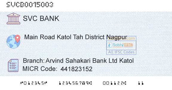 The Shamrao Vithal Cooperative Bank Arvind Sahakari Bank Ltd KatolBranch 