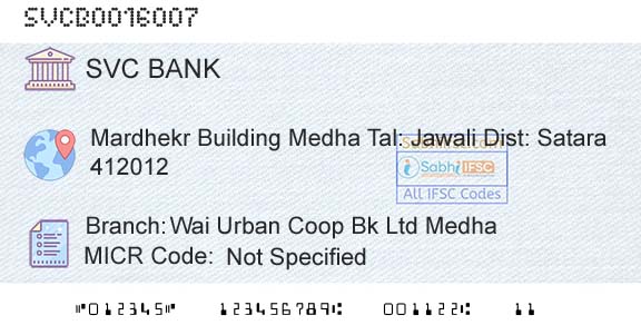 The Shamrao Vithal Cooperative Bank Wai Urban Coop Bk Ltd MedhaBranch 