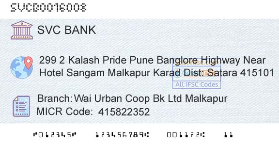 The Shamrao Vithal Cooperative Bank Wai Urban Coop Bk Ltd MalkapurBranch 