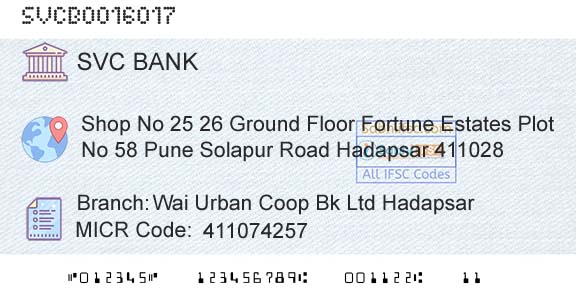 The Shamrao Vithal Cooperative Bank Wai Urban Coop Bk Ltd HadapsarBranch 