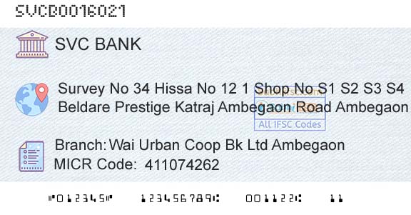 The Shamrao Vithal Cooperative Bank Wai Urban Coop Bk Ltd AmbegaonBranch 