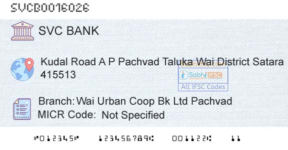 The Shamrao Vithal Cooperative Bank Wai Urban Coop Bk Ltd PachvadBranch 