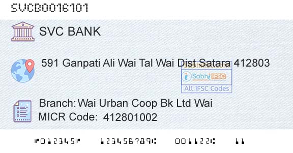 The Shamrao Vithal Cooperative Bank Wai Urban Coop Bk Ltd WaiBranch 