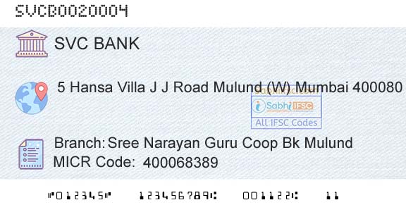 The Shamrao Vithal Cooperative Bank Sree Narayan Guru Coop Bk MulundBranch 