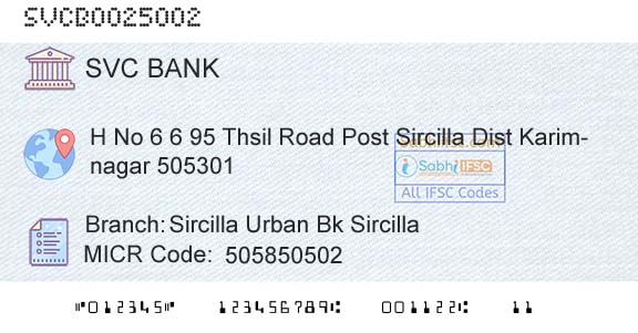 The Shamrao Vithal Cooperative Bank Sircilla Urban Bk SircillaBranch 