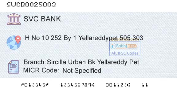 The Shamrao Vithal Cooperative Bank Sircilla Urban Bk Yellareddy PetBranch 