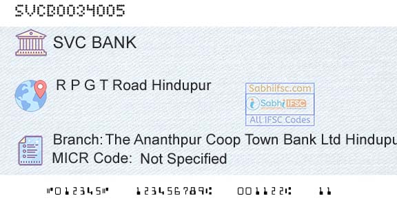 The Shamrao Vithal Cooperative Bank The Ananthpur Coop Town Bank Ltd HindupurBranch 