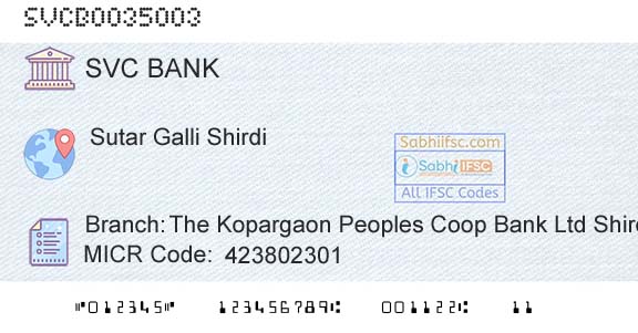 The Shamrao Vithal Cooperative Bank The Kopargaon Peoples Coop Bank Ltd ShirdiBranch 