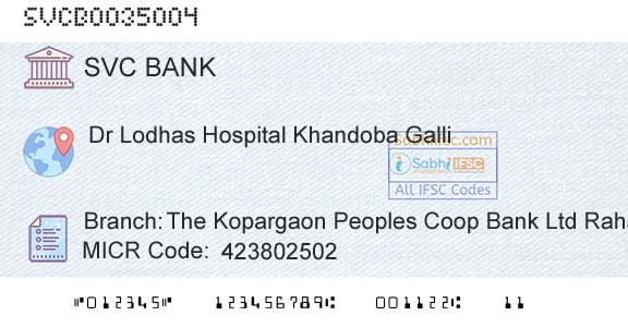 The Shamrao Vithal Cooperative Bank The Kopargaon Peoples Coop Bank Ltd RahataBranch 
