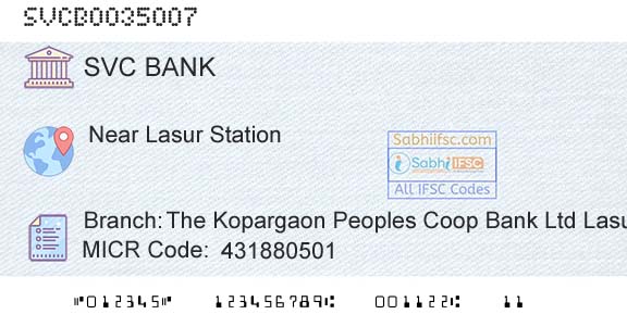 The Shamrao Vithal Cooperative Bank The Kopargaon Peoples Coop Bank Ltd Lasur StationBranch 