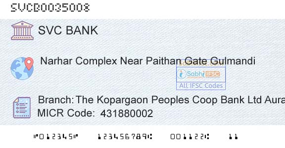 The Shamrao Vithal Cooperative Bank The Kopargaon Peoples Coop Bank Ltd AurangabadBranch 