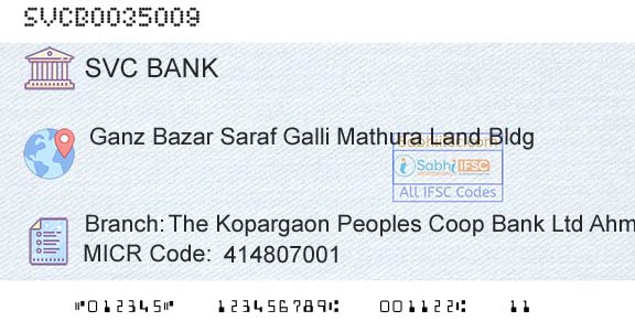 The Shamrao Vithal Cooperative Bank The Kopargaon Peoples Coop Bank Ltd AhmednagarBranch 