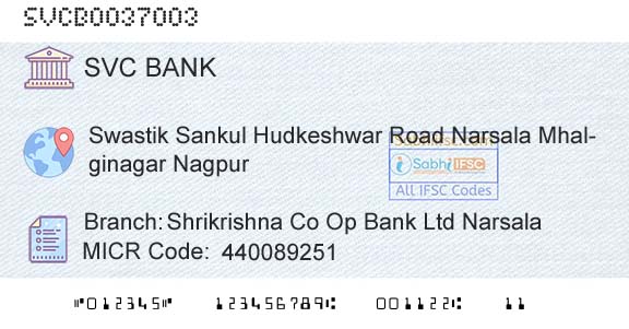 The Shamrao Vithal Cooperative Bank Shrikrishna Co Op Bank Ltd NarsalaBranch 