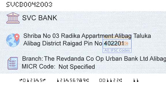 The Shamrao Vithal Cooperative Bank The Revdanda Co Op Urban Bank Ltd AlibagBranch 