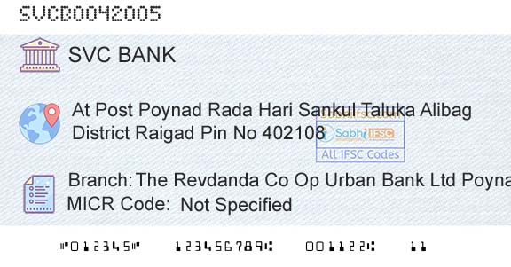 The Shamrao Vithal Cooperative Bank The Revdanda Co Op Urban Bank Ltd PoynadBranch 