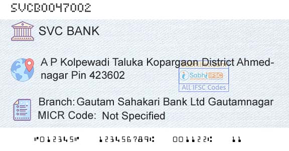 The Shamrao Vithal Cooperative Bank Gautam Sahakari Bank Ltd GautamnagarBranch 