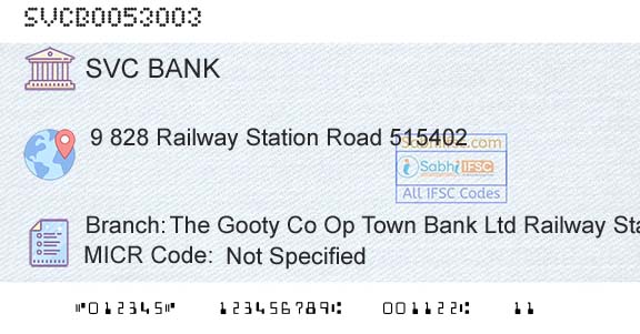 The Shamrao Vithal Cooperative Bank The Gooty Co Op Town Bank Ltd Railway Station RoadBranch 