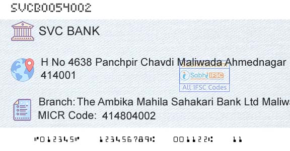 The Shamrao Vithal Cooperative Bank The Ambika Mahila Sahakari Bank Ltd MaliwadaBranch 