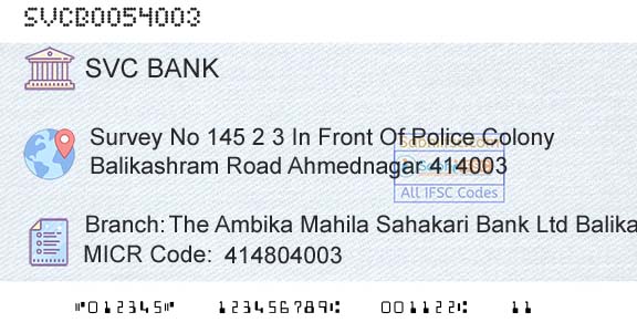 The Shamrao Vithal Cooperative Bank The Ambika Mahila Sahakari Bank Ltd Balikashram RoBranch 