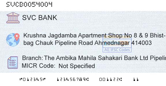 The Shamrao Vithal Cooperative Bank The Ambika Mahila Sahakari Bank Ltd Pipeline RoadBranch 