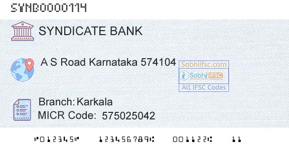 Syndicate Bank KarkalaBranch 