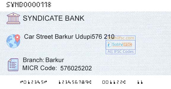 Syndicate Bank BarkurBranch 