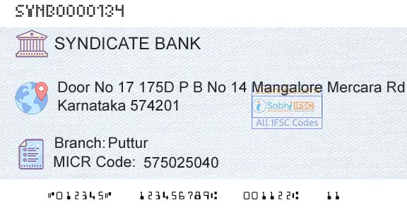 Syndicate Bank PutturBranch 