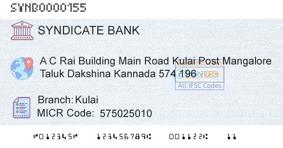 Syndicate Bank KulaiBranch 