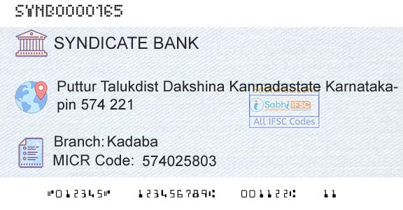 Syndicate Bank KadabaBranch 