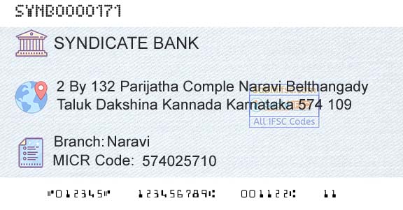 Syndicate Bank NaraviBranch 