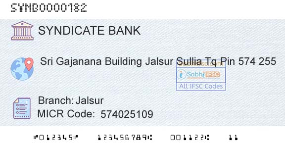 Syndicate Bank JalsurBranch 
