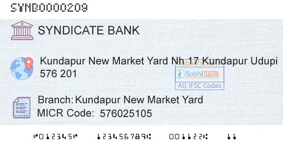 Syndicate Bank Kundapur New Market YardBranch 
