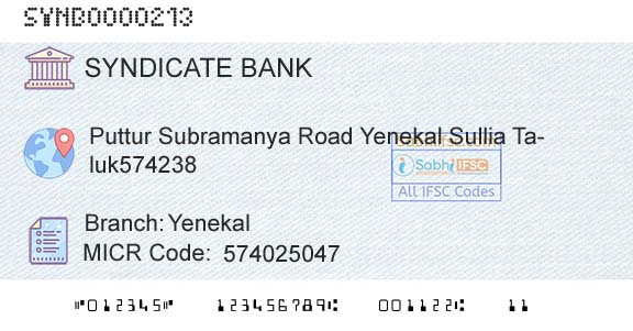 Syndicate Bank YenekalBranch 