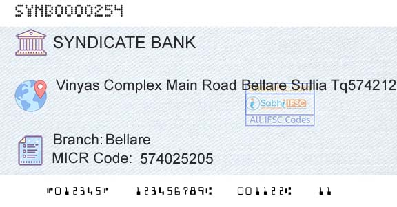 Syndicate Bank BellareBranch 
